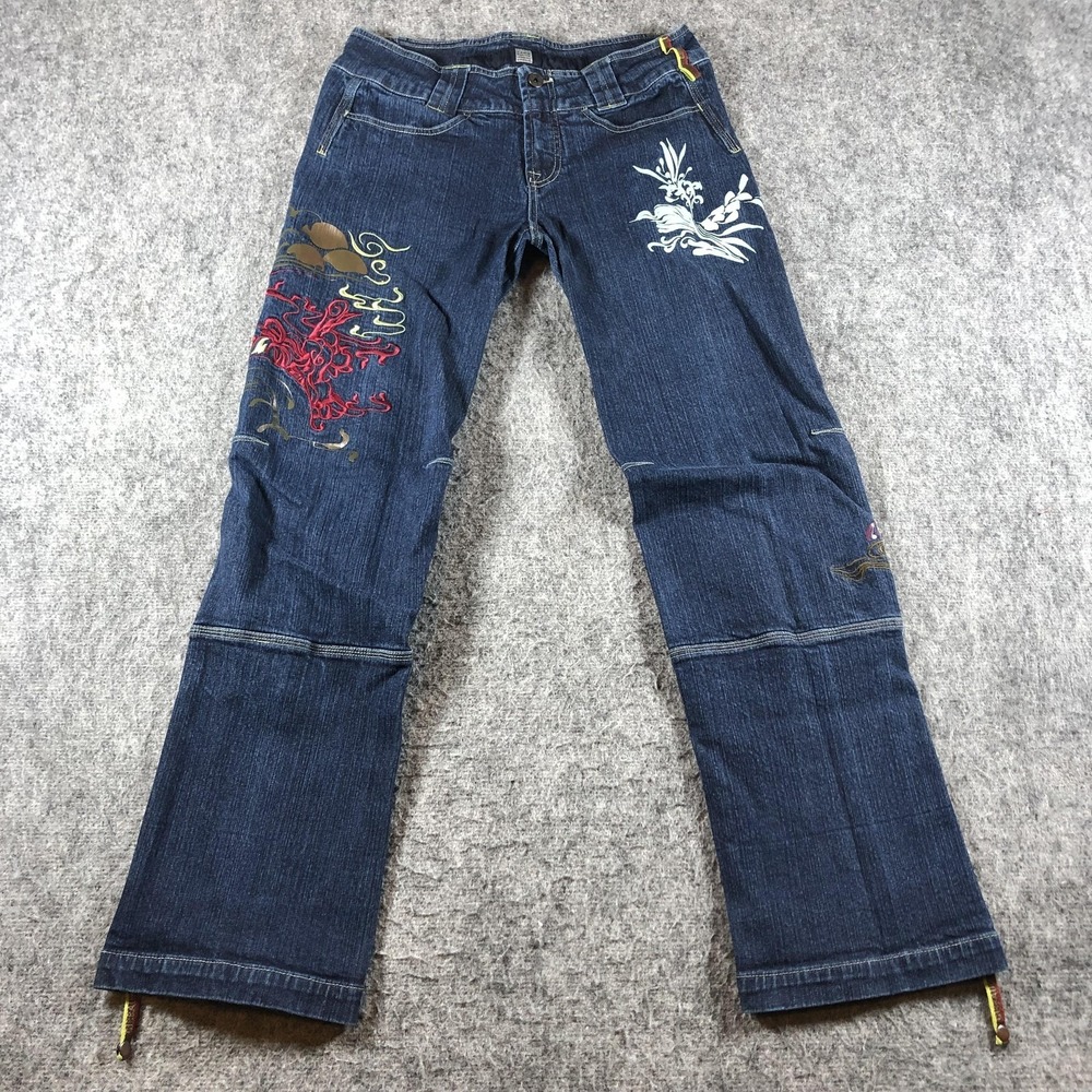 Marithe Francois Girbaud Jeans Womens 30 Blue Relaxed Straight Floral GL2520